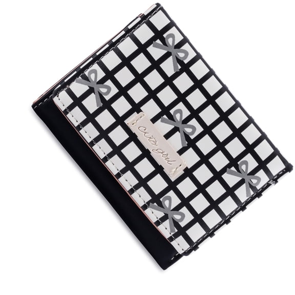 lixuesong Stylish Short Striped PU Leather Wallet With Elegant Bows Design And Multiple Card Slots Window Purse for Women Girls