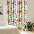 thumbnail image 2 of Ambesonne Spring Curtains, Vintage Flower Butterfly Art, Pair of 28"x63", Apple Green and Dark Pink, 2 of 5
