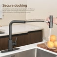 thumbnail image 2 of Kitchen Faucet with Pull Down Sprayer, Brushed Nickel Waterfall Single Hole Handle Stainless Steel Kitchen Sink Faucets,black, 2 of 8