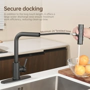 Kitchen Faucet with Pull Down Sprayer, Brushed Nickel Waterfall Single Hole Handle Stainless Steel Kitchen Sink Faucets,black
