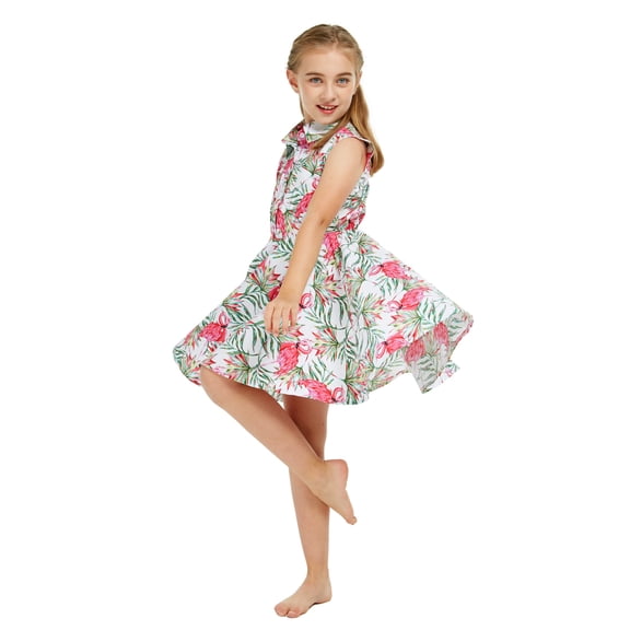 Girl Hawaiian Collar Shirt in Christmas Santa in Hawaii