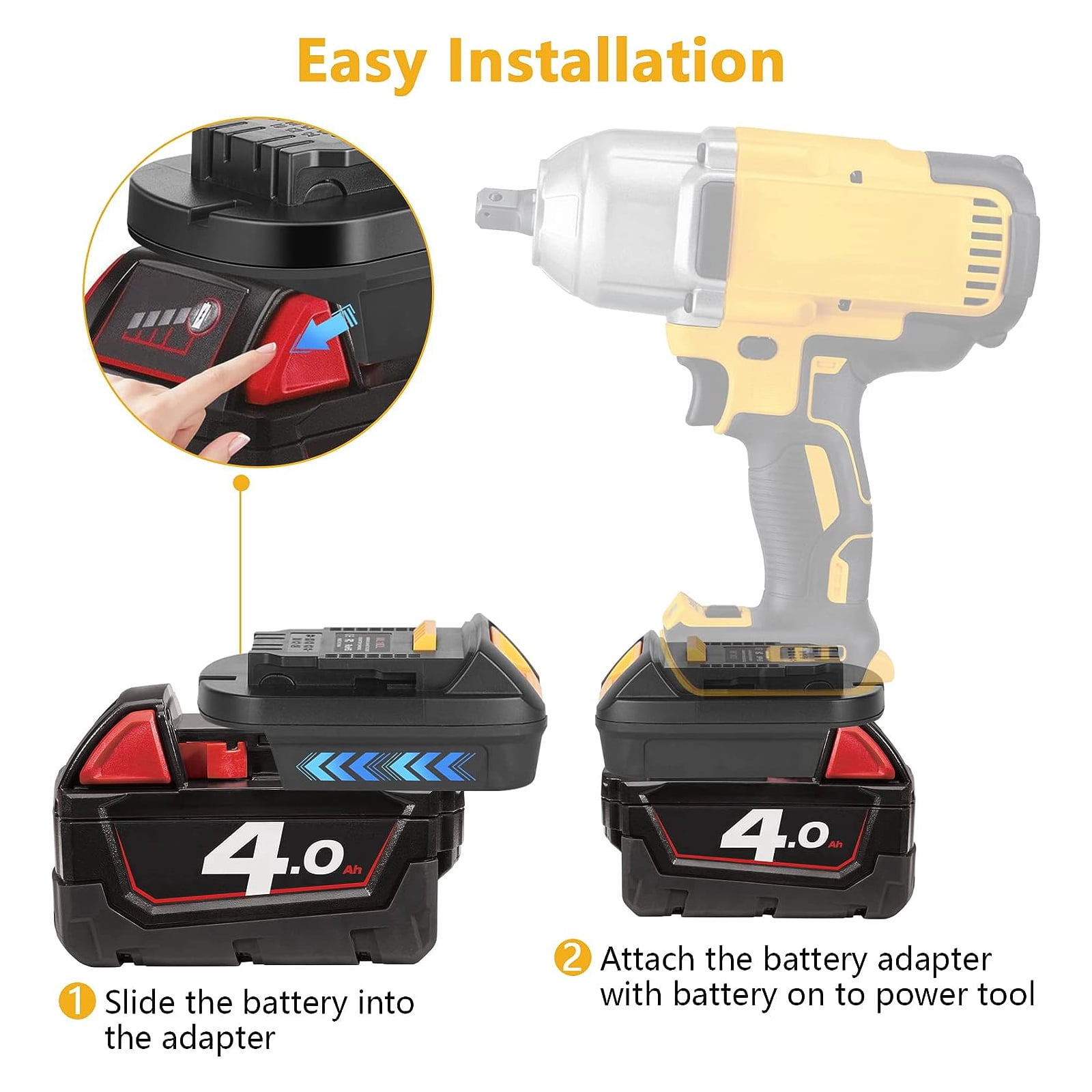 Battery Adapter Converter for Milwaukee 18V Li-Ion Batteries to Dewalt 20V Tool