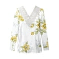 thumbnail image 5 of IROINNID Reduced Women's Long Sleeve V-Neck Shirts Daily Summer Sexy Fold Printed Regular Long Sleeves V-Neck Button Top,Yellow, 5 of 5