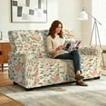 thumbnail image 4 of Xoenoiee Rooster Chicken Floral Print Recliner Loveseat Covers, 6 Pieces Stretch Recliner Sofa Covers for 2 Seat Reclining Loveseat Couch, Furniture Protector with Elastic Bottom for Kids Cats Dogs, 4 of 6