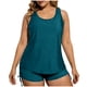 thumbnail image 2 of Tankini de moda para mujer, color sólido con cojín en el pecho y sin soporte de acero, traje de baño holgado con cordón dividido, trajes de baño de 3 piezas para mujer, trajes de baño tankini para muj, 2 of 6