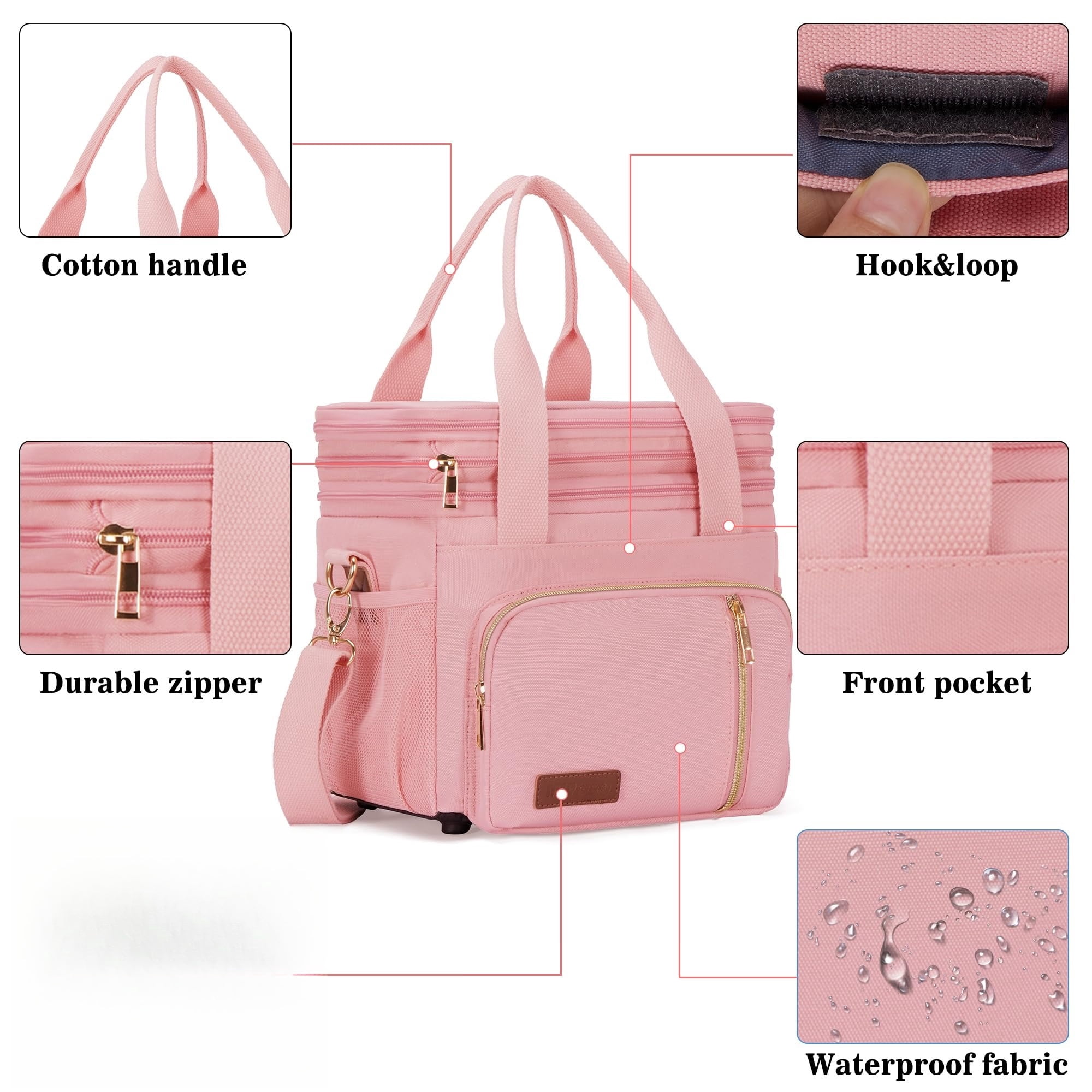 Lunch Bag & Lunch Box for Men Women, Double Deck Leakproof Insulated Soft Large Adult Camping Cooler bag for Work Beach Picnic Travel