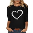 thumbnail image 2 of Ailaofu T-Shirts de la Saint-Valentin à Manches 3/4 Col Rond pour Femmes avec Imprimé Cœur Graphique, 2 of 5