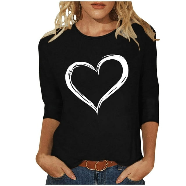 RXMEKW Haut à Manches 3/4, T-Shirt Ample à Manches Trois-Quarts et Col Rond Imprimé pour Femmes