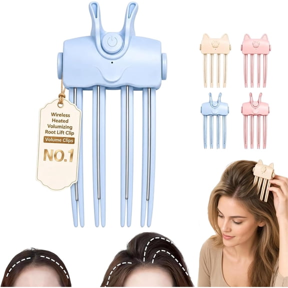 Heated Root Volumizer Hair Clip, Wireless Heated Volumizing Roots Lift Clips Volume Clips, Electric Roots Lifter Comb