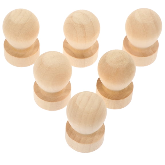 unbranded  6 Pcs Stamp for Clay Carved Rubber with Solid Wood Round Handle