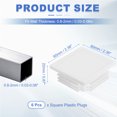 thumbnail image 2 of Uxcell 6Pcs Square Plastic Plugs, 2.4x2.4"(60x60mm) Fits 0.03-0.08''(0.8-2mm) Wall Thickness, Tubing End Caps Insert End Caps for Furniture Legs Fence Posts Industrial Tubing, White, 2 of 6