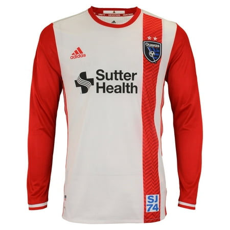 adidas MLS Men's San Jose Earthquakes Authentic Long Sleeve Jersey, Red