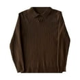 thumbnail image 4 of Krdevn Mens Shirts - Men's Spring and Autumn Solid Colour Lapel Pullover Slim Version Of Casual Style Long Sleeved T Shirt,Mens Fall Shirts,Color:Brown,Size:XL, 4 of 4
