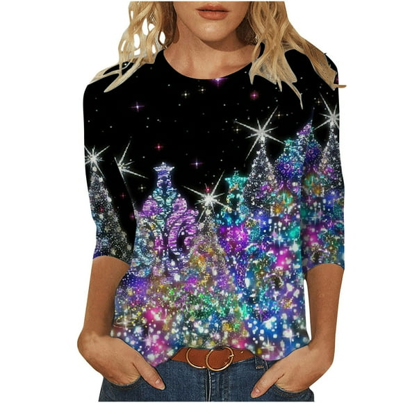 Pisexur Christmas Sweatshirts For Women Long Sleeve Crewneck Funny Cute Plaid Graphic Hoodies Xmas Reindeer Snowman Snowflake Nightmare Before Christmas Shirt