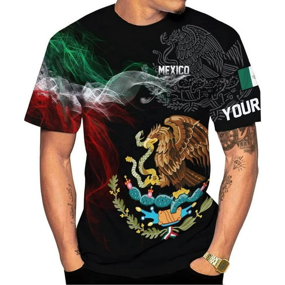 Personalized Name Mexican Shirts 3D Customized Mexico Shirt US Flag, Mexican Shirts for Women Unisex (S)