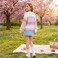 thumbnail image 4 of Girls Sweater Sweet Color Block Cardigan Long Sleeve Knit Top, 4 of 4