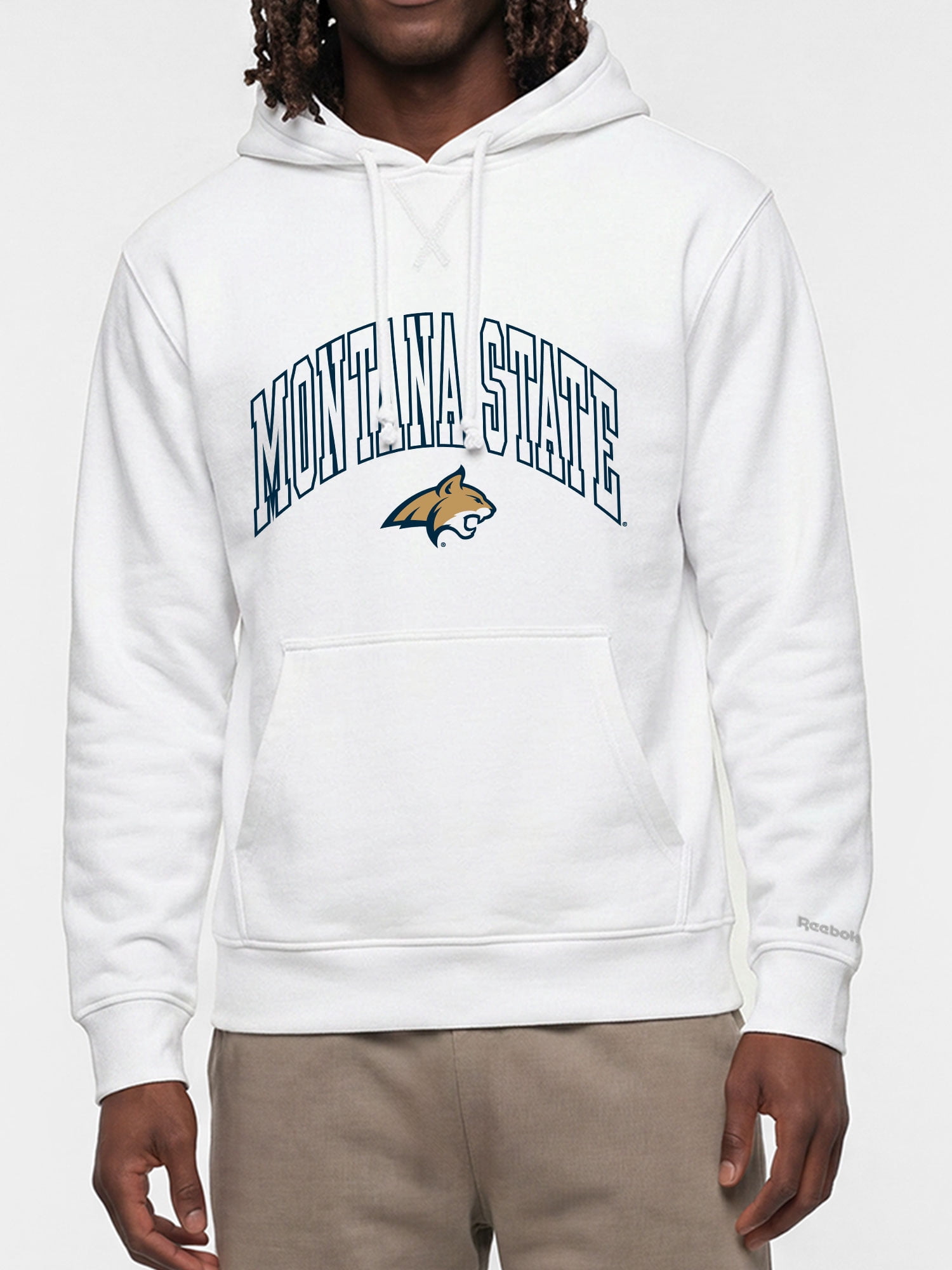 Montana State Bobcats Reebok Mens White Hooded Sweatshirt