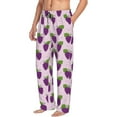 thumbnail image 3 of Mens Pajama Pants - Soft Sleep & Lounge Pants for Men, Cute Grape Purple Green Leaves Cuteness Casual PJ Bottoms Pants with Pockets, 3 of 5