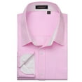 thumbnail image 5 of HISDERN Mens Casual Dress Shirts Long Sleeve Button Down Shirts Inner Contrast Business Shirt Pink, 5 of 7