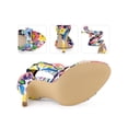 thumbnail image 2 of BLISSFUL STEP Printed Lace Up Stiletto Heels Sandals for Women Blue White 7, 2 of 6