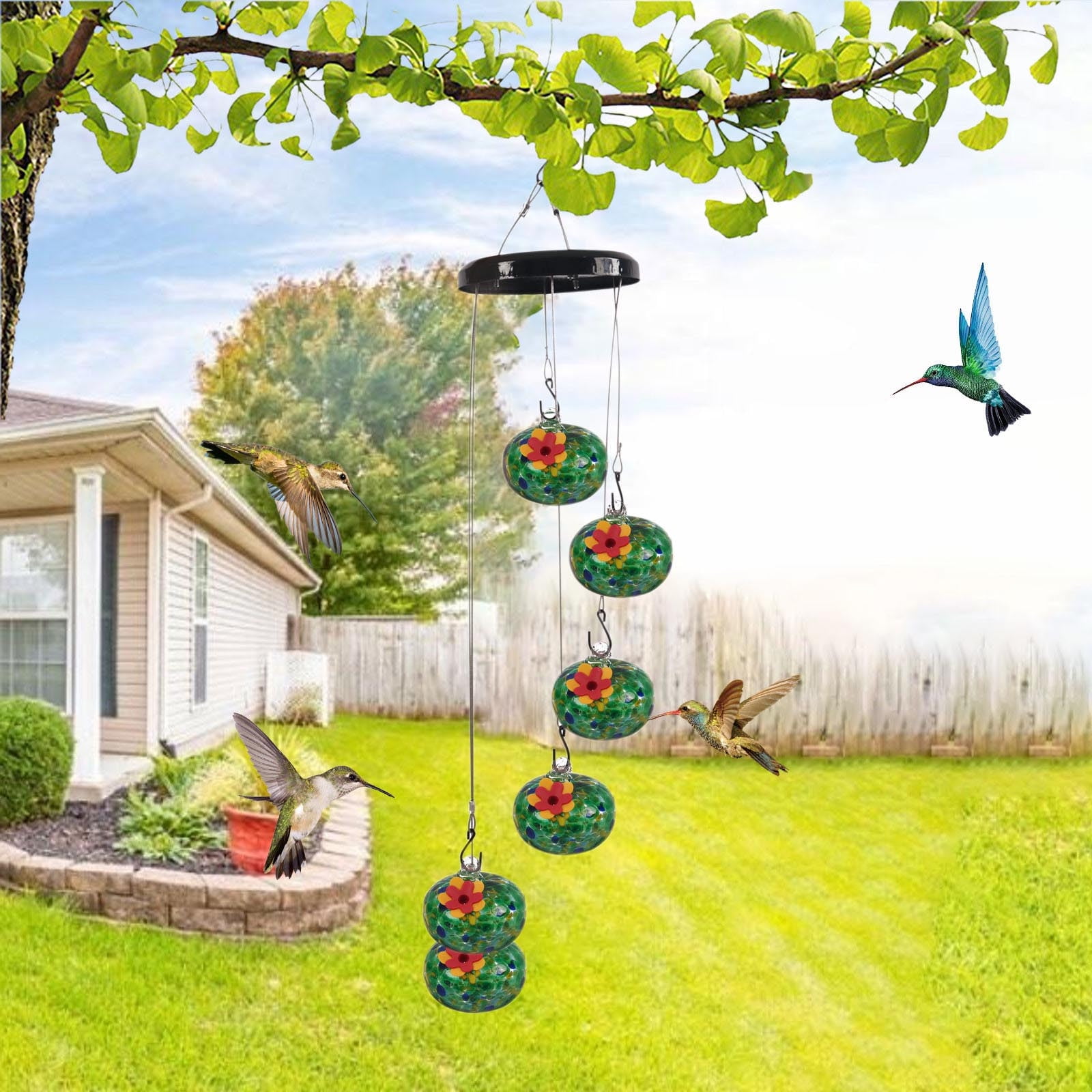 Leak-Proof Hummingbird Feeder for Outdoors, Ant & Bee Resistant with 4 Feeding Ports by PALIFEUR