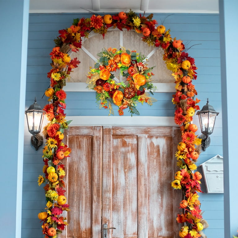 Fall Peony And Wreath Autumn Year Round Wreaths For Front Door,Artificial  Wreath