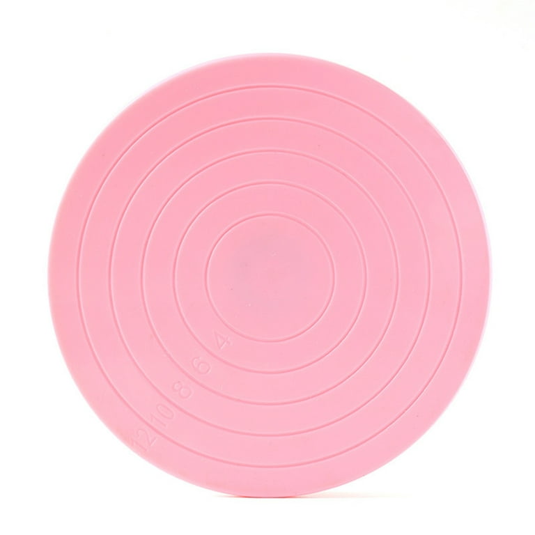 Revolving Cake Stand, Rounded Edges 10 inch Durable Cake Decorating Turntable for Chefs for Cake Decorating Supplies (Pink)