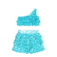 thumbnail image 5 of Chicas moderno Jazz Latino Salsa Samba Rumba danza traje de actuación metálico brillante lentejuelas Crop Top con falda pantalones cortos Culottes, 5 of 5