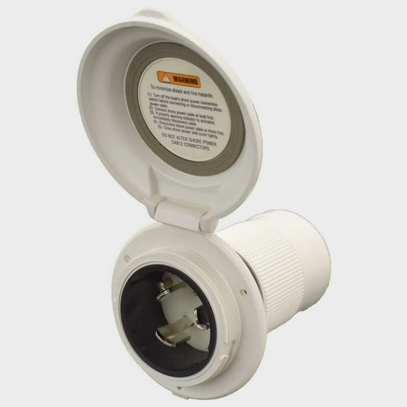 Marinco Boat Power Inlet 6343EL-B | Contoured Easy Lock 50A 125V 2 1/4 Inch