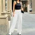 thumbnail image 4 of Brglopf Dress Yoga Pants for Women High Waisted Wide Leg Pants with Pockets Stretch Slacks Loose Casual Lounge Sweatpants White XXL, 4 of 8