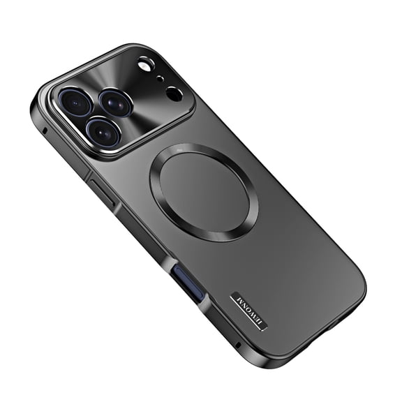 For iPhone 17 Case Compatible with MagSafe, Camera Lens Protection, Electroplated Metallic Slim Fit Magnetic Cover, Shockproof Bumper Protective Case for Men and Women,Black