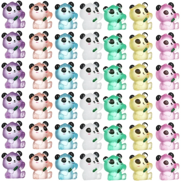ColoMX 56 minifiguras de resina luminosas: figura de panda en miniatura que brilla en la oscuridad, linda estatua de animal diminuto para micropaisaje de jardín de hadas DIY.