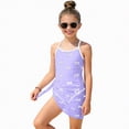 thumbnail image 3 of TOWED22 Toddler Baby Girl One Piece Swimsuit Print Fly Sleeve Ruffle Trim Bathing Suit Summer Rash Guard Beachwear Purple,8-9 Y, 3 of 7