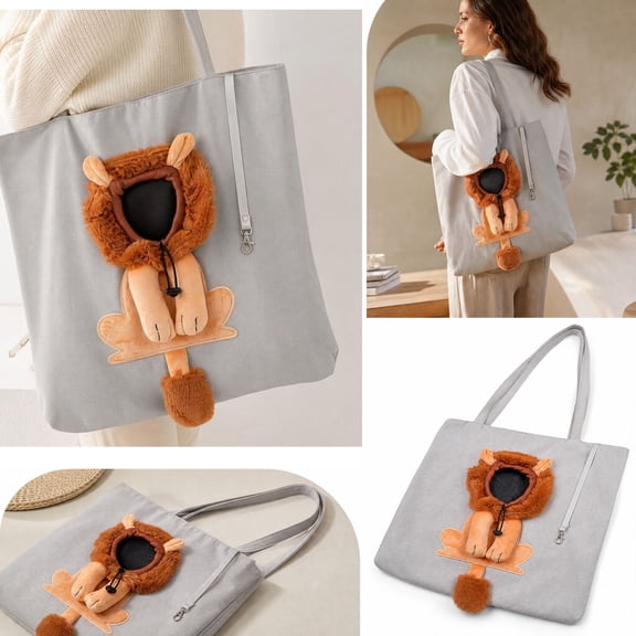 Arghm Pet Shoulder Bag Carrier with Head Out Design, Cute Breathable Outing Tote for Small Dogs Cats, Portable Travel Shoulder Bag with Exposed Head Opening