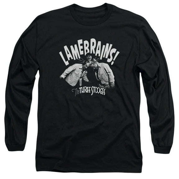 Three Stooges Lamebrains Long Sleeve Adult 18/1 T-Shirt Black