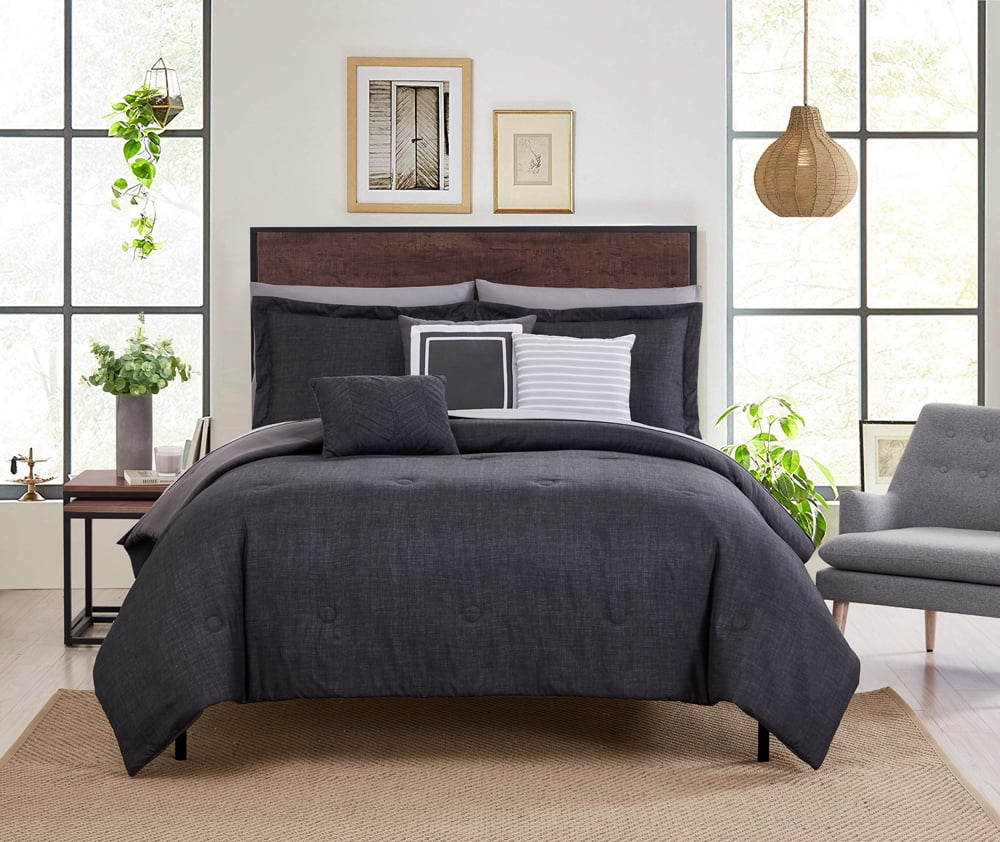 SHEET SET INCLUDED Black 10 Piece Bed In a Bag Chevron Comforter Set 