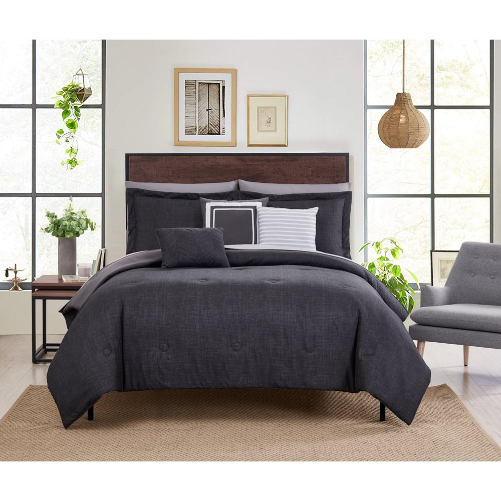 Mainstays Gray Textured 10-Piece Bed-in-a-Bag Bedding Set + Pillows