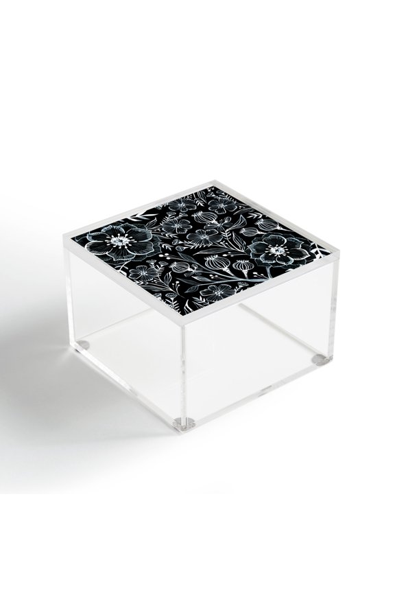 Stephanie Corfee Black And White Botanika 4" x 4" Acrylic Box