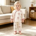 thumbnail image 5 of NIEWTR Baby Girl Clothes Toddler Kids Sweatsuits 2 Piece Set Infant Girl Long Sleeve Crewneck Top with Elastic Waist Sweatpants Loungewear for Sleeping Daily in 0-6T(A-Pink,9-12 Months), 5 of 7