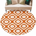 thumbnail image 2 of 5ft Washable Round Rug, Orange White Lattice Non-Slip Circle Area Rug for Living Room Bedroom, Geometric Modern Simple Abstract Indoor Floor Mat for Home Decor, 2 of 9