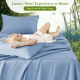 thumbnail image 4 of Baauye Cozy Bamboo Sheets Set, 4-Piece California King Sheet Set with 16" Deep Pockets, Soft and Breathable Bed Sheets, Lake Blue, 4 of 7