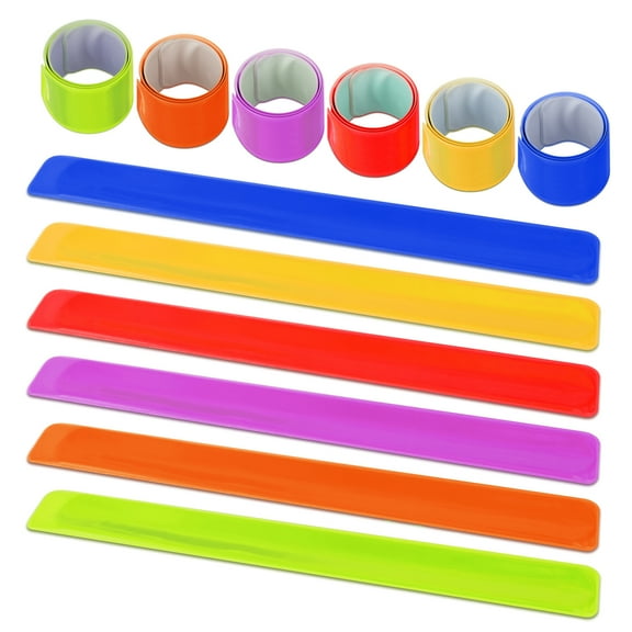 Muka 12 Pcs Reflective Safety Slap Bands, PVC Slap Bracelet, High Visibility and Comfortable-Mix
