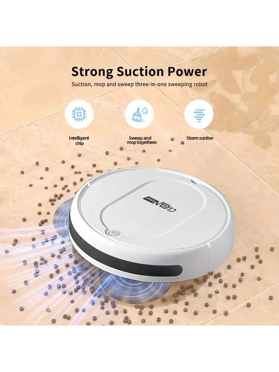 Robot Vacuum Cleaner with 1500Pa Strong Suction, 3-in-1 Robotic Vacuum for Hard Floors and Pet Hair, 150 min Runtime, Automatic Sweeper for Home Office Cleaning