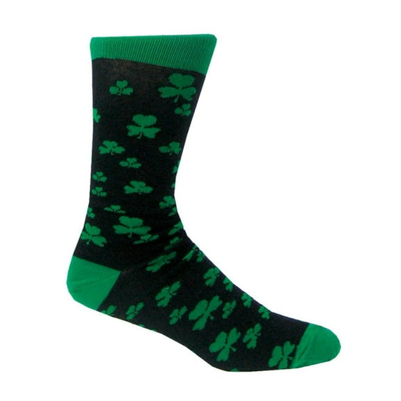 Black and Green Shamrock Adult Socks 100% Cotton One Size