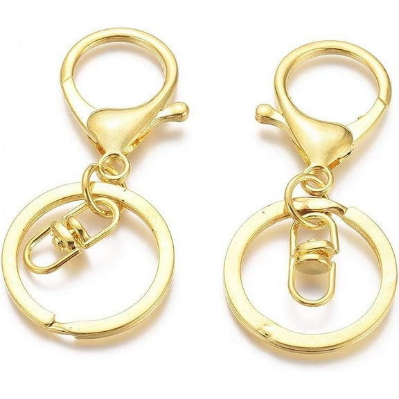 5pcs Iron Alloy Lobster Claw Clasp Keychain Golden 68x30mm