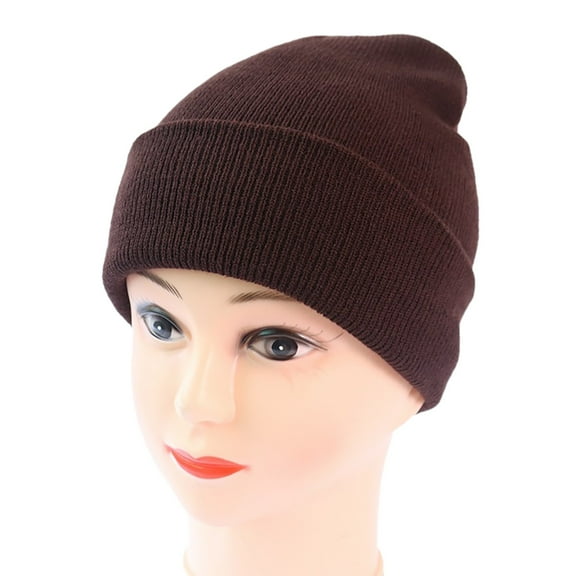 Dyfzdhu Men Women Knitting Pullover Hat Warm Wool In Autumn Winter Solid Fashion Brown