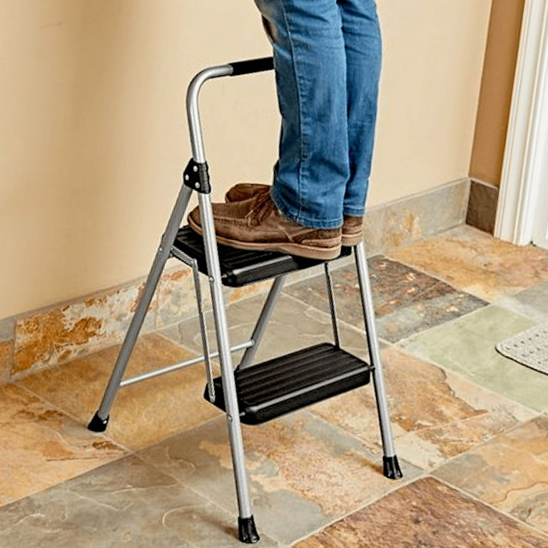 Franklin Folding Two-Step Steel Stool with Ergonomic Handle, 225