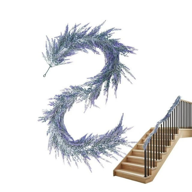 Guirnalda de Lavanda Artificial Flexible para Colgar, Planta Artificial, Guirnalda de Flores Artificiales, Lavanda Morada para Puerta de Entrada B
