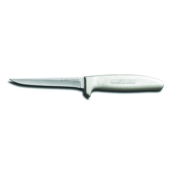 Dexter Russell S154HG-PCP Sani-Safe (01143) Boning Knife, 4-1/2", narrow, hollow ground, stain-free, high-carbon steel, textured, polypropylene white handle, NSF Certified, Made in USA‌‌​‌‌‍​‌​​
