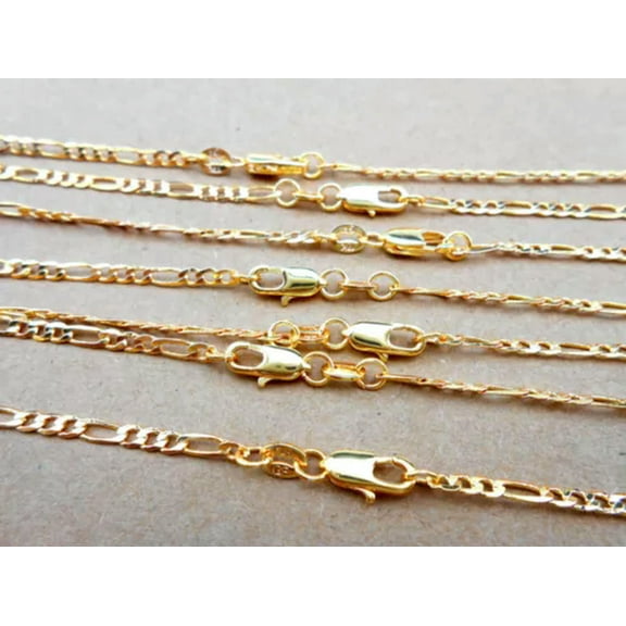EOEMY 1Pcs Mens 18K Yellow Gold Filled 2.5mm Italian Figaro Chain Necklace 16-30 Inch-26